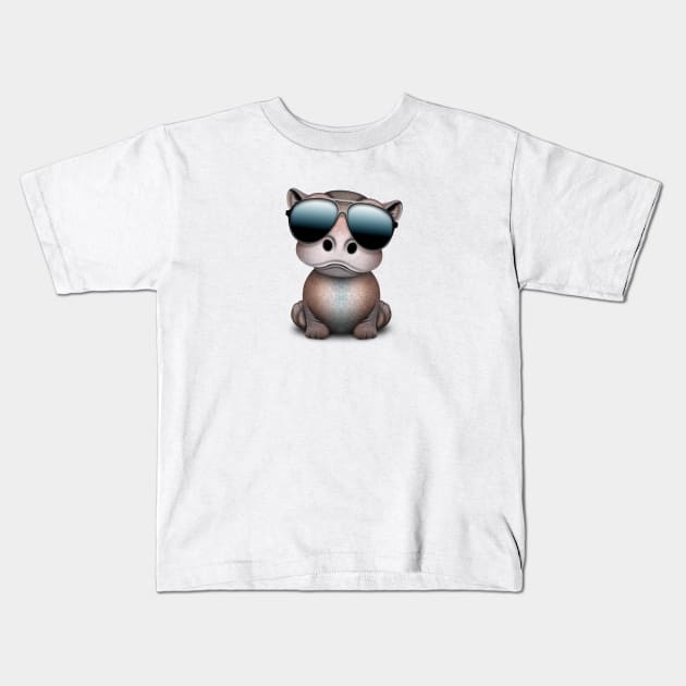 Cute Baby Hippo Wearing Sunglasses Kids T-Shirt by jeffbartels